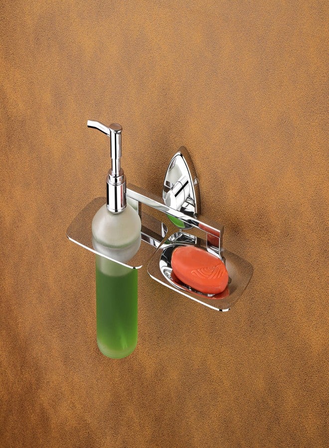 iSTAR Stainless Steel 2 in 1 Soap Dish with Liquid Soap Dispenser Wall Mounted Soap Stand with Hand Wash Dispenser for Bathroom Accessories Sink Wash Basin (Silver, Pack of 1) - Image 2